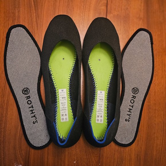 Rothy's The Square Ballet Flats Womens Sz 10 - Black - Picture 1 of 5